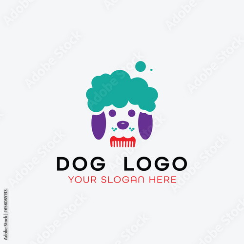 dog training grooming paw logo design vector