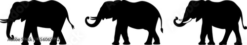 elephant black silhouette logo set	