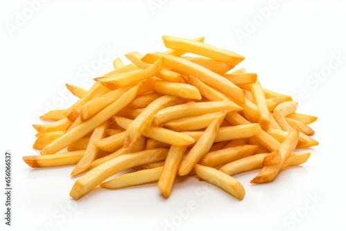 French Fries on white background Potato Rays of happiness Generative Ai