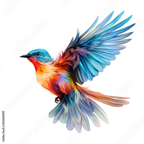 blue bird on a branch isolated on white Generative AI