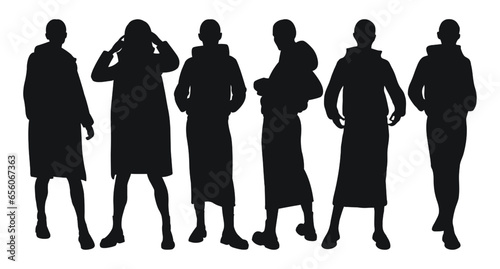 Image of female silhouettes. Woman, female, maiden, lass, lady, girl