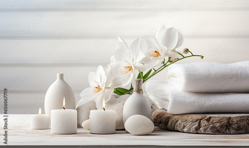 spa still life with towel and orchid spa still life with towel and orchid