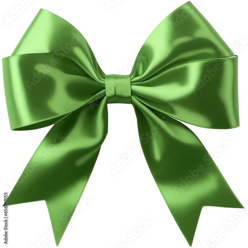 Realistic green gift bow on a white background, Generative AI