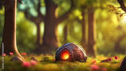 Bokeh Concept For Background Fantasy Metal Shell In The Focus