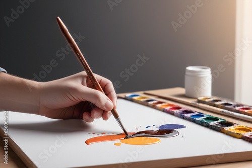 hand holding a paintbrush