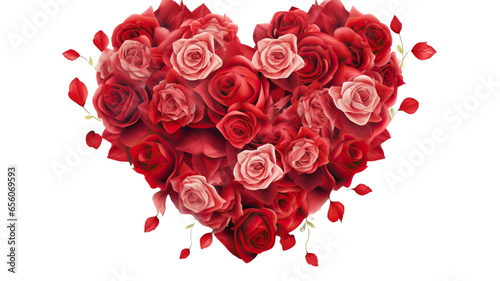 Heart of roses isolated on transparent or white background