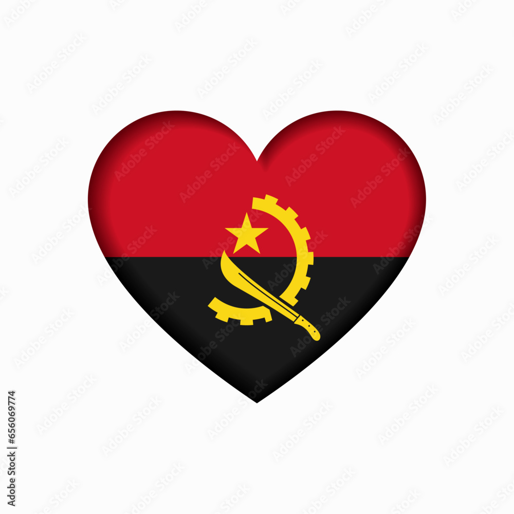 Angolan flag heart-shaped sign. Vector illustration. Angolan flag heart-shaped sign. Vector illustration.