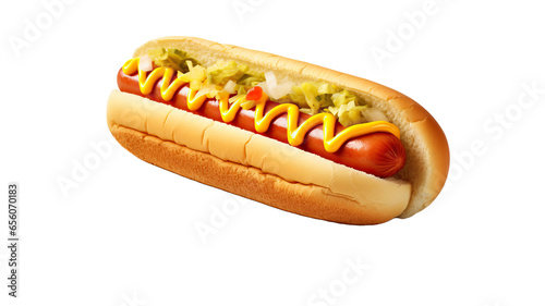 Hot dog isolated on a white and transparent background