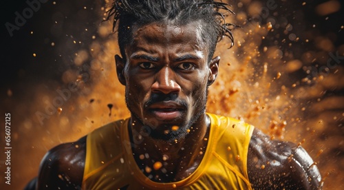 sportsman portrait, face of sportsman, close-up of sportsman on sport background, sportsman wallpaper