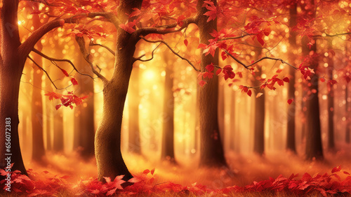 Bokeh Concept For Background Fantasy Autumn Trees In The Focus