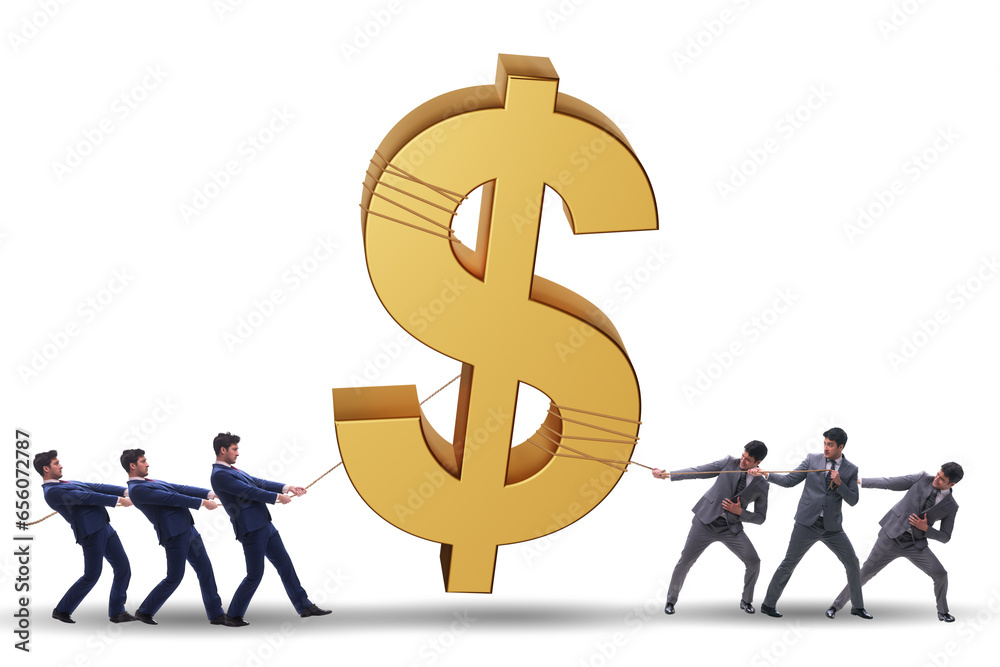 Business people pulling money in investor concept Business people pulling money in investor concept