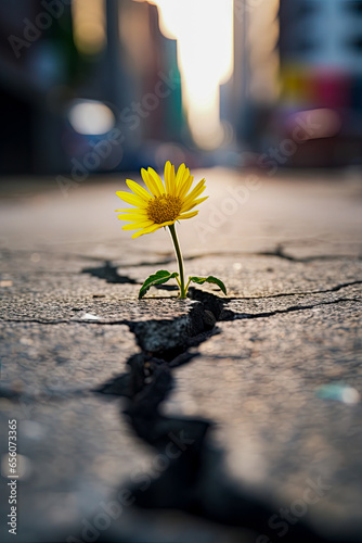 Flower on the street, generative ai © GHart