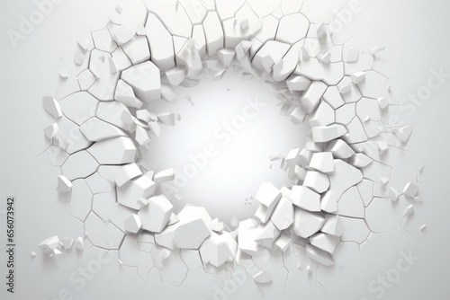 Hole in a plastered white wall Generative Ai