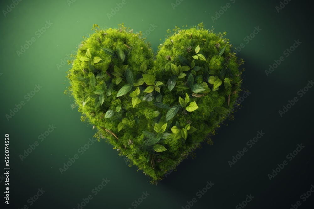 Green Heart shaped Eco Care Concept Gardening Love Generative Ai Green Heart shaped Eco Care Concept Gardening Love Generative Ai