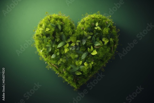 Green Heart shaped Eco Care Concept Gardening Love Generative Ai