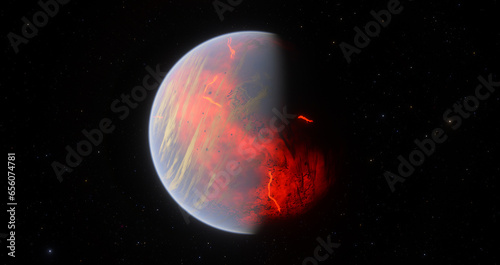 Kepler Planet 100 d - Kepler-100 d is one of the exoplanets orbiting the sun Kepler-100 in the constellation of Lyra and is a class Torrid arid superterra discovered 2014. photo