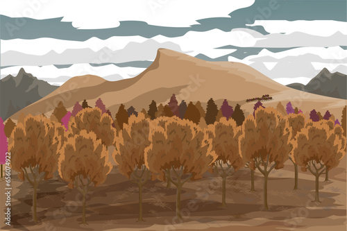 autumn landscape with trees of different colors