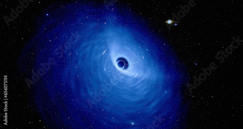 Fototapeta Naklejka Na Ścianę i Meble -  Sagittarius A Black Hole - Sagittarius A star is the black hole that resides in the middle of the Milky Way Galaxy. It's gravity effect controls the entire star system surrounding it.