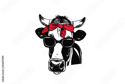 Party Cow: A Hilarious Vector Illustration of a Cow Rocking a Headband