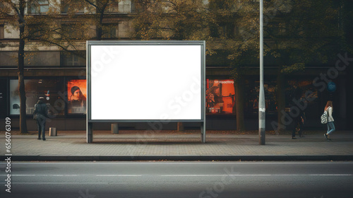 Plakat, Wand, Großfläche, Citylight, Bushaltestelle, Nacht, Stadt, Werbung, Vorlage, Präsentation, generative Ai	