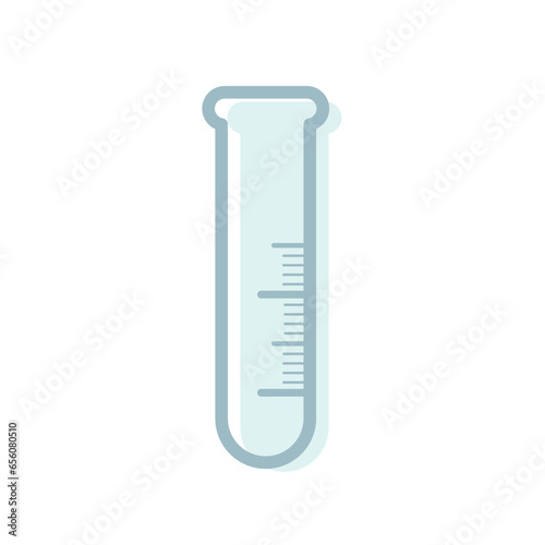 Empty Laboratory test-tube with scale illustration. Isolated vector flat element of Lab diagnostics and Chemical research