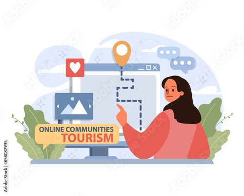 Solo travel or honeymoon planning. Woman booking tickets online