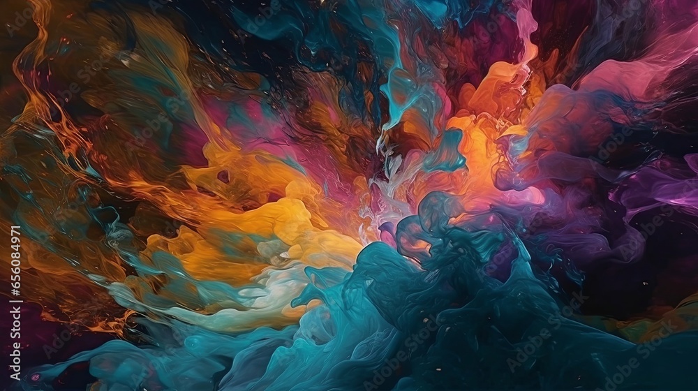 Obraz premium abstract ink paint smoke colorful background for design, background, wallpaper, banner, luxury
