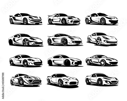 A Collection of sport car vector illustrations photo