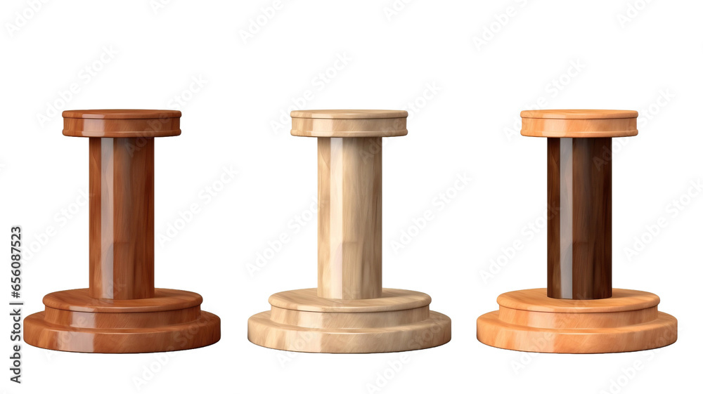 Wooden round podium isolated on transparent or white background Wooden round podium isolated on transparent or white background