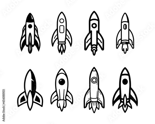 A collection of rocket vector illustrations