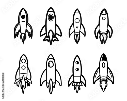 A collection of rocket vector illustrations