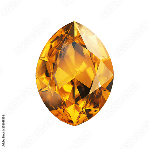 yellow garnet gem stone, isolated on transparent background cutout