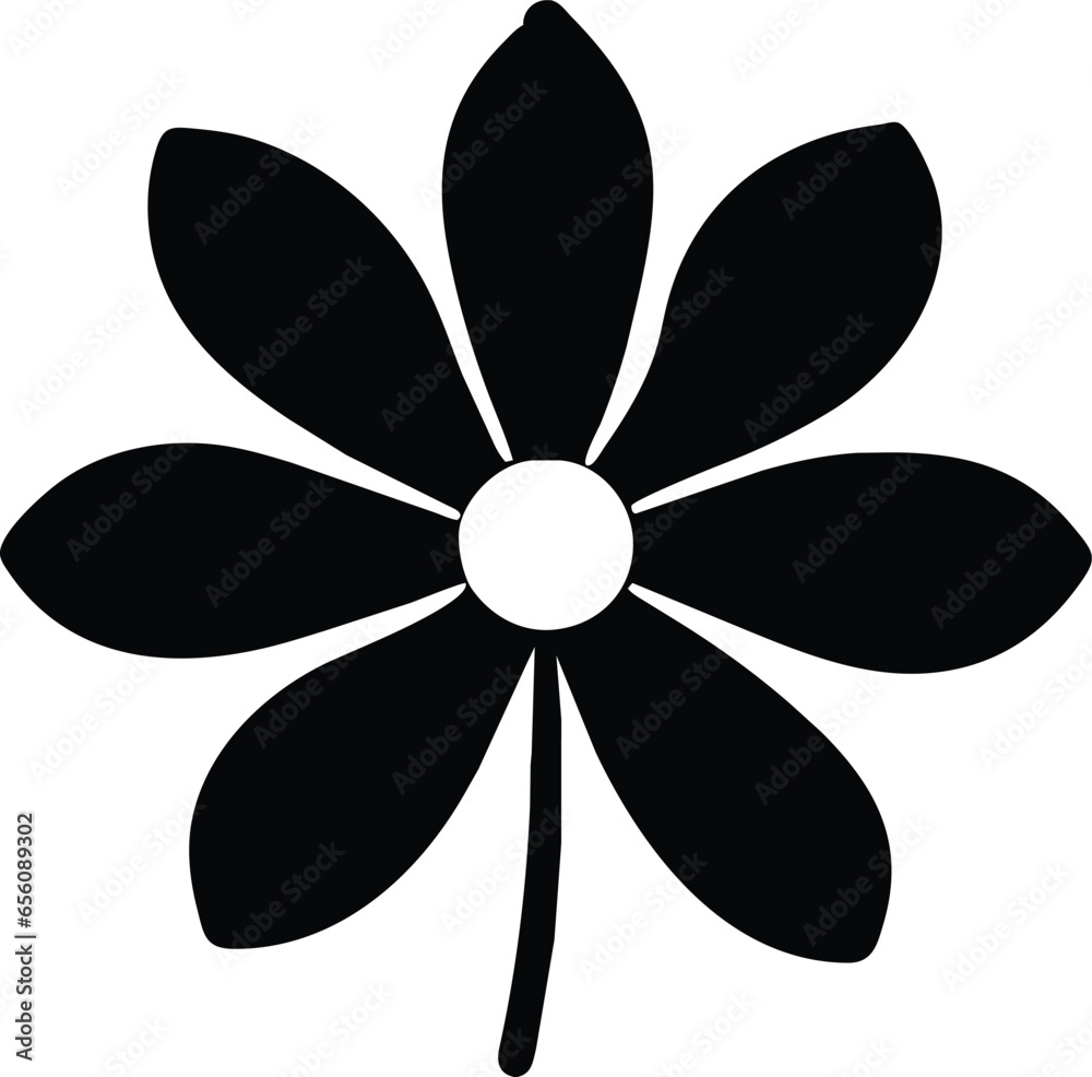 Black and white flower, vector isolated Black and white flower, vector isolated