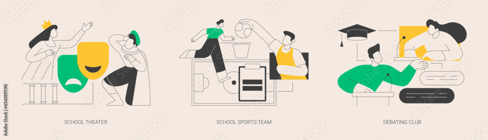 After-school activity abstract concept vector illustrations. - obrazy, fototapety, plakaty 