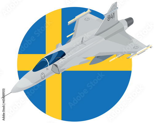 Supersonic air craft in isometric view - Swedish Air Force Saab JAS-39C Gripen photo