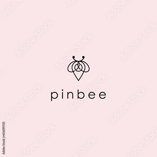 Pin Bee Logo Design Icon Minimalist