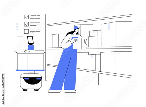 Picking robots abstract concept vector illustration.