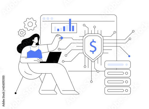 Applications in banking and finance abstract concept vector illustration.