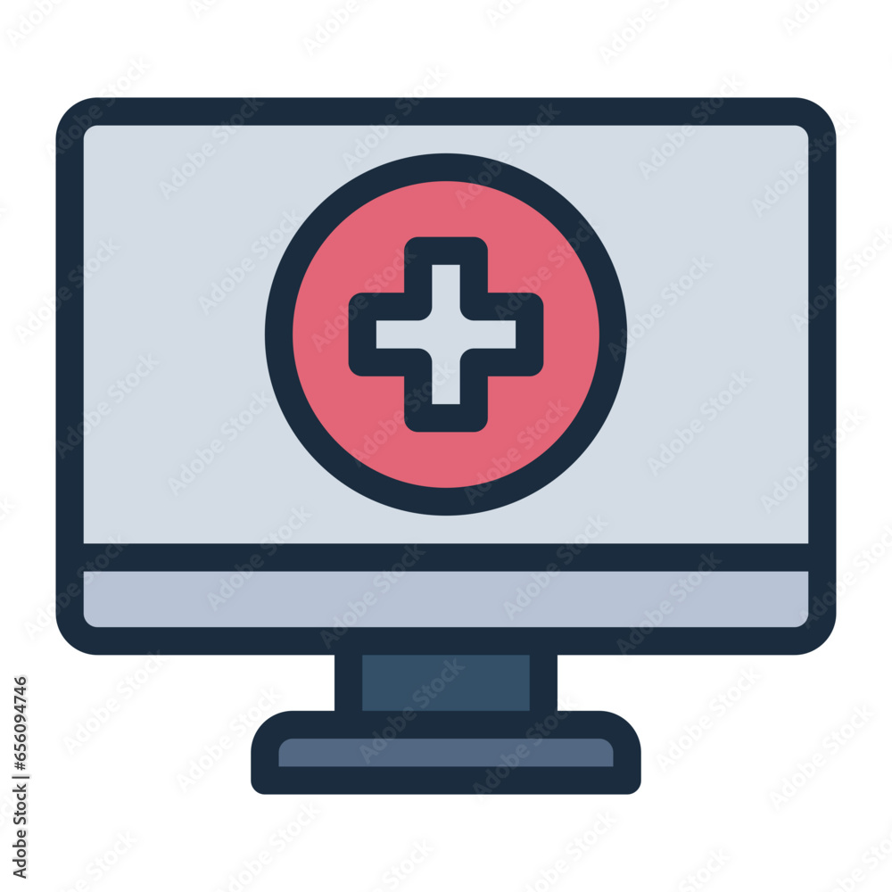 Monitor with health symbol icon Monitor with health symbol icon