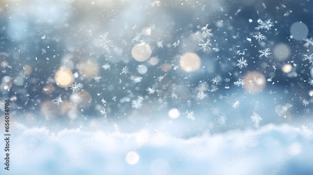 Abstract winter snow with white snowflakes confetti and bokeh. Festive minimal background. Abstract winter snow with white snowflakes confetti and bokeh. Festive minimal background.