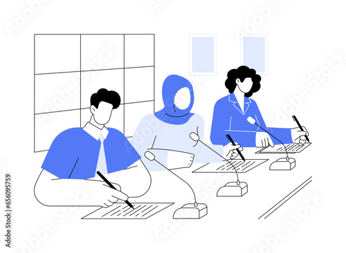 Meeting minutes abstract concept vector illustration.