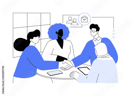 New business contact abstract concept vector illustration.