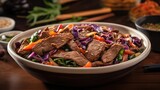 An Asianinspired delight, this beef stirfry showcases premium s of beef seared to perfection, resulting in a caramelized outer layer that locks in all the juices. The tender meat is then