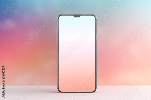 Sleek smartphone on pastel background, cell phone mockup photography, mobile phone isolated on pastel colored background
