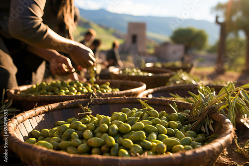 Aesthetic image of traditional olive harvest