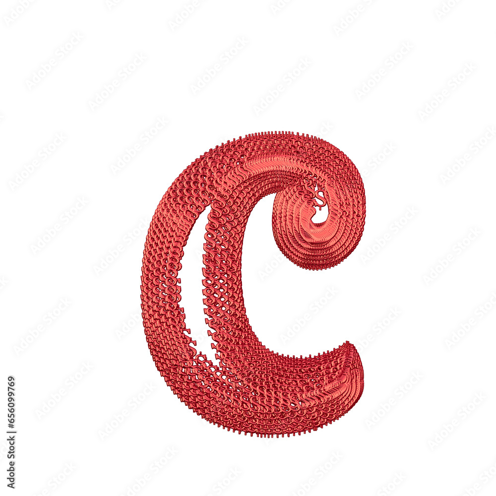 Symbol made of red dollar signs. letter c