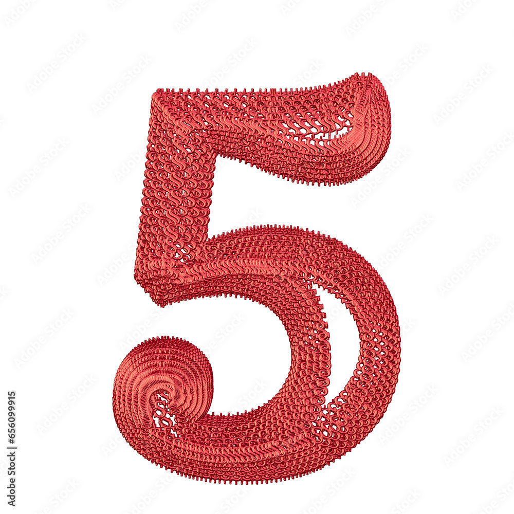 Symbol made of red dollar signs. number 5 Symbol made of red dollar signs. number 5