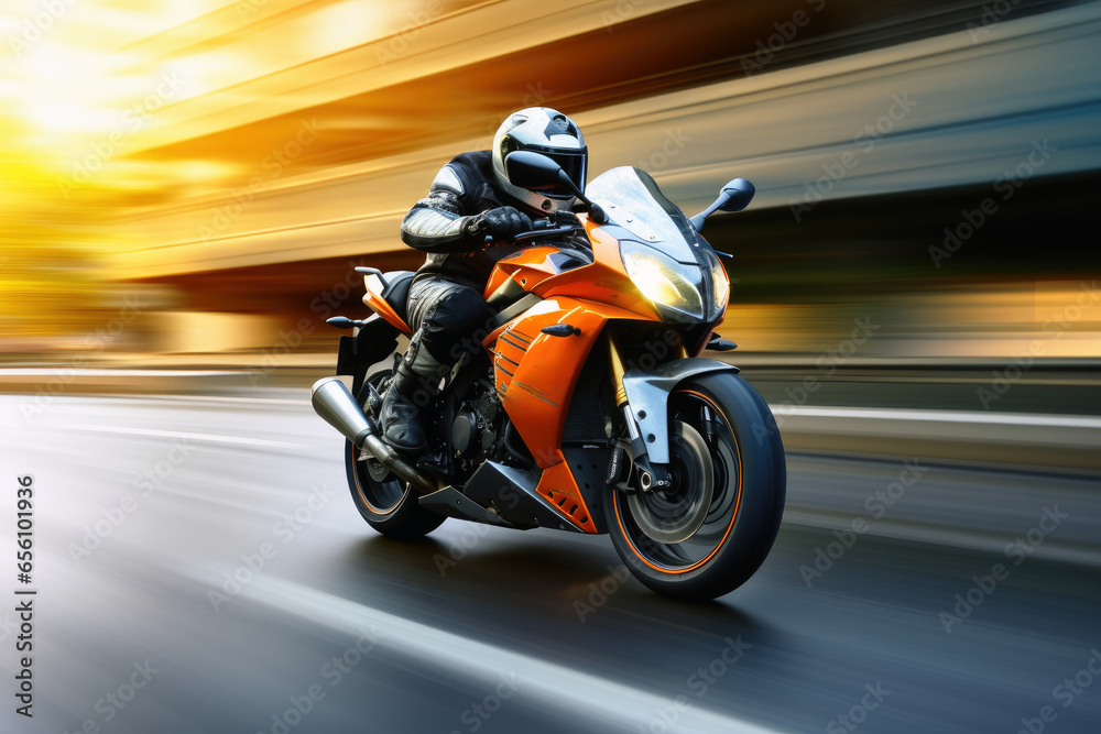 Fast motorbike with a motion blur background.