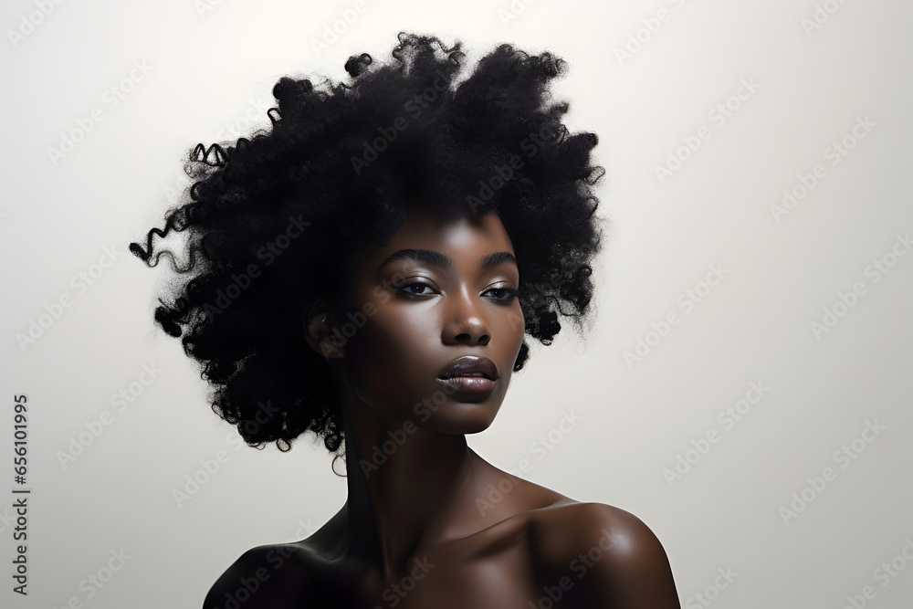 Elegante Afroamerikanische Schönheit vor neutralem Hintergrund Elegante Afroamerikanische Schönheit vor neutralem Hintergrund