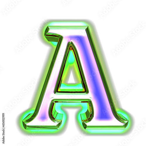 Blue symbol in a green frame with glow. letter a